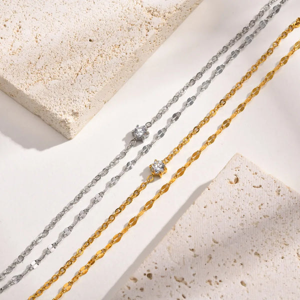 Sweet Simple Style Solid Color 304 Stainless Steel 18K Gold Plated Zircon Bracelets In Bulk