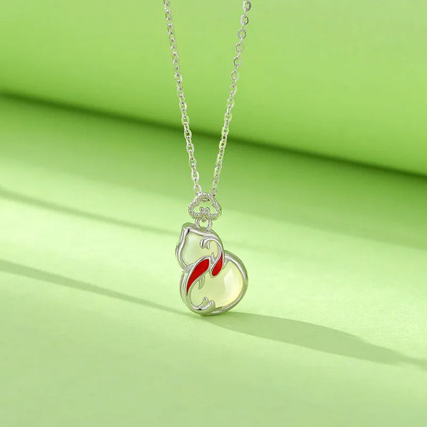 Natural Turquoise Necklace For Women S925 Sterling Silver Lotus Gourd Pendant Choker Bohemian Style Chinese Culture Fashion Jewelry