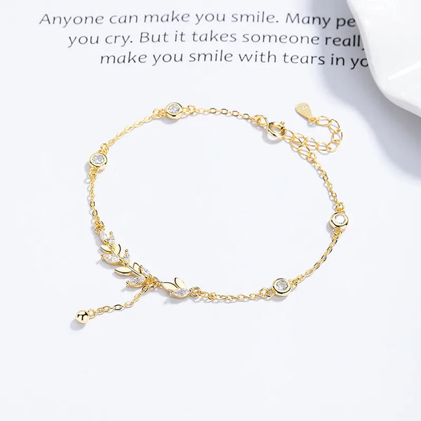 Fashionable 925 Silver Wheat Ear Bracelet For Women Elegant Zirconia Luxury Sensation Hand Jewelry Birthday Gift