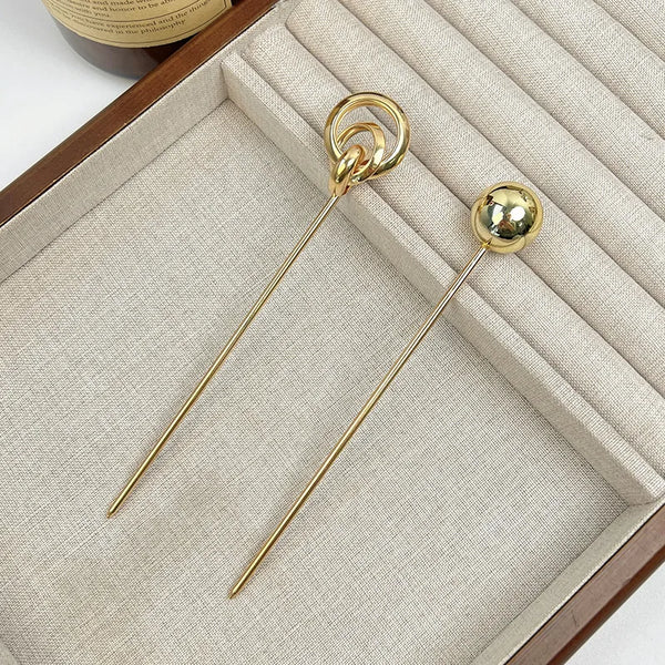 Elegant Simple Ins Metal Geometric Ball Hairpin Ring Plated Hair Accessories For Women Stylish Versatile Hair Ornament