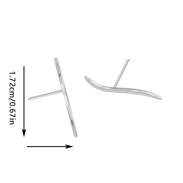 S925 Sterling Silver New Style Curved Earrings Mori Style Simple Niche Letter Pattern Design Earrings Earrings Water Plated No Inlay Material Unisex