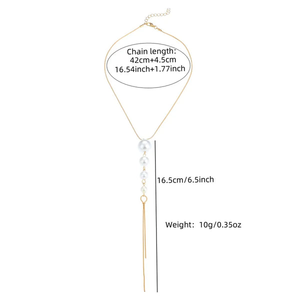 Elegant Women’s Imitation Pearl Pendant Necklace with KC Golden Plated Electroplated Chain