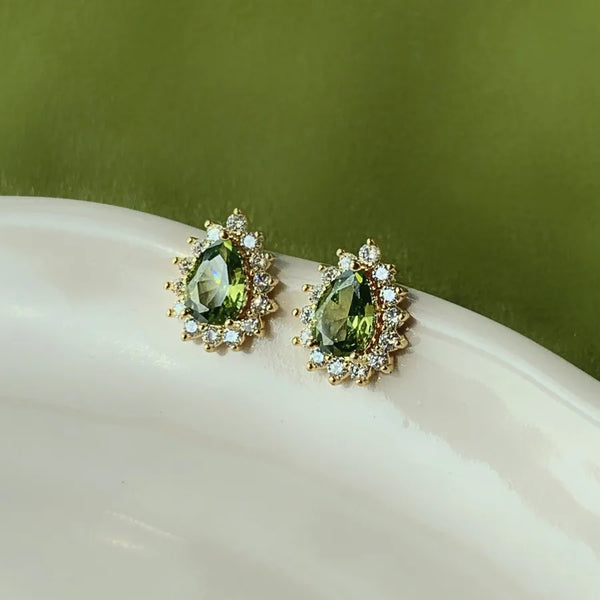 1 Pair 14K Gold Plated 925 Sterling Silver 925 Sterling Silver Earrings Water Droplets Ear Studs