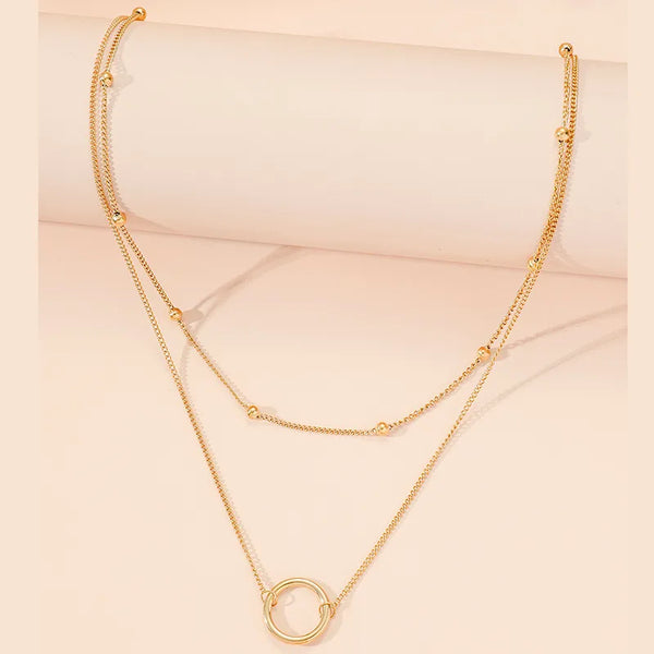 Wholesale Jewelry Casual Modern Style Circle Titanium Steel 18K Gold Plated Polishing Plating Layered Necklaces