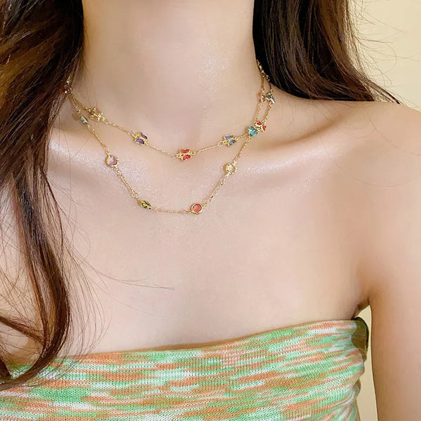 classic style heart shape butterfly copper zircon necklace in bulk