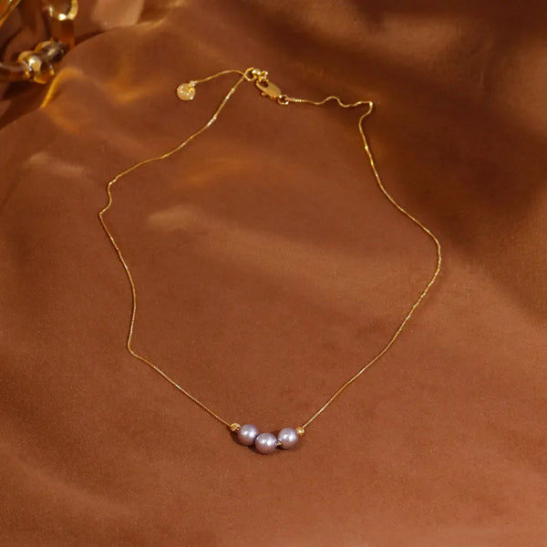 Elegant White Pearl Pendant Necklace Women's Layering Rose Color Daily Versatile Clavicle Chain Fashionable OL Style Copper
