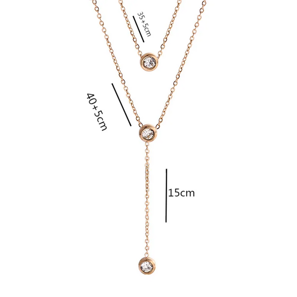 Wholesale Jewelry Casual Simple Style Round Titanium Steel Zircon Inlay Double Layer Necklaces