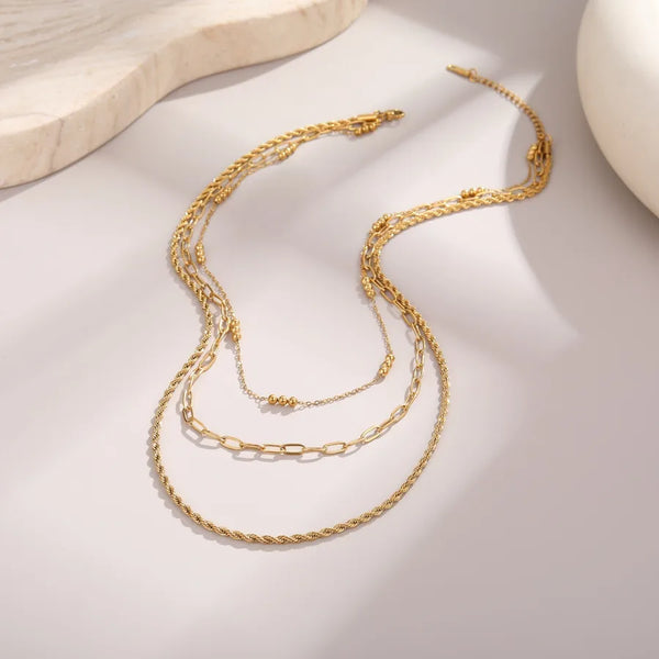 Irregular Electroplated Necklace for Women, 304 Stainless Steel with 18K Real Gold PVD Coated Plating, 0.03µm Thickness