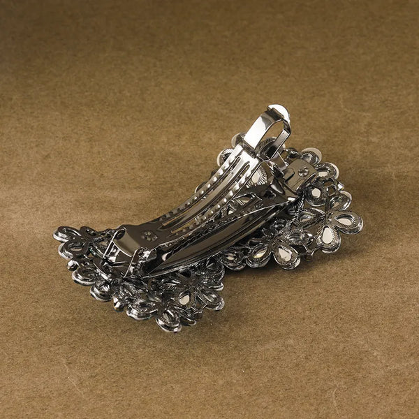 Crystal Hair Clip Spring Side Bun Hair Clip Large Pearl Decorative Zinc Alloy Hair Accessories for Women