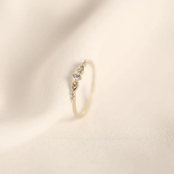 S925 Sterling Silver 14K Gold Plated Platinum Ring For Women Simple Elegance Zircon Diamond Engagement Wedding Band Ring