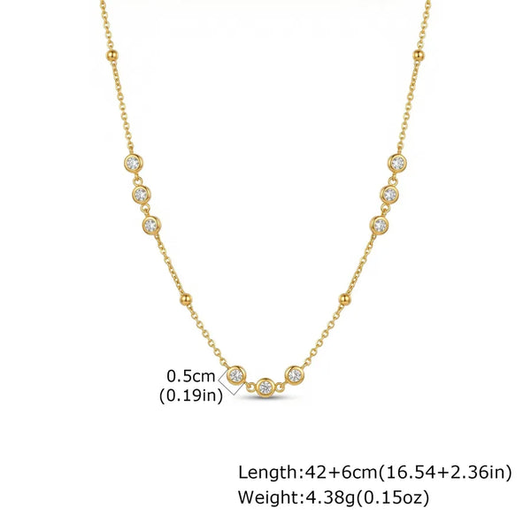 Solid Color IG Style Women's Necklace in 201 Stainless Steel with Golden Plated 0.03-0.05µm and Zircon Inlay Cable Chain