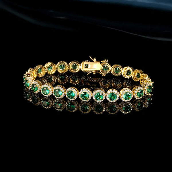 Luxury Trendy Tennis Bracelet With Eight Character Buckle Embedded Zircon Copper In Yellow Ins Style Unisex Fashion Jewelry