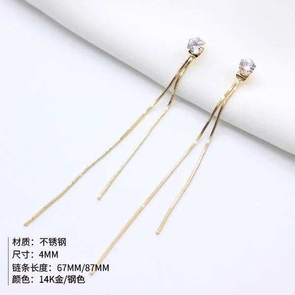 Geometric 304 Stainless Steel Artificial Gemstones 14K Gold Plated Earrings