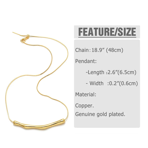 Irregular Pattern Necklace with Electroplating 18K Real Gold Plated Finish, 0.03µm Thick on Copper, Unisex Box Chain Jewelry