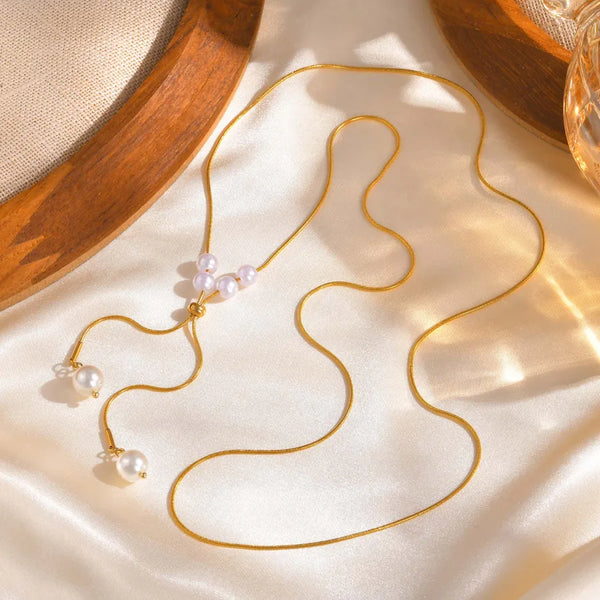 Wholesale Jewelry Elegant Glam Pearl 201 Stainless Steel Necklace