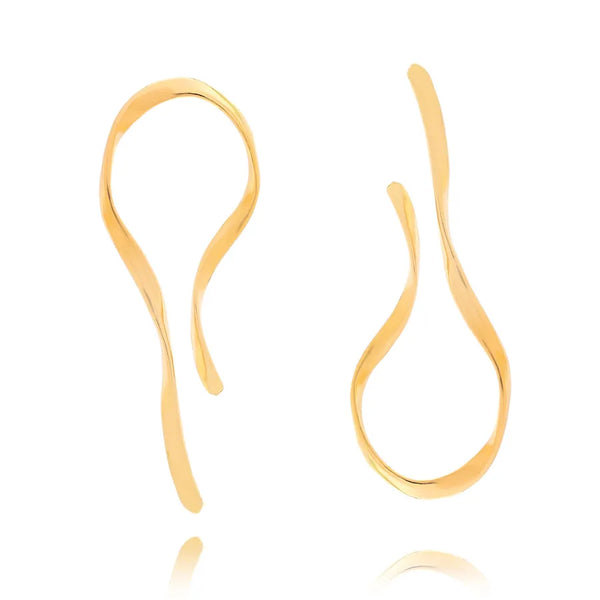 Retro Asymmetrical Stud Earrings for Women in Gold Featuring White K Plated Metal