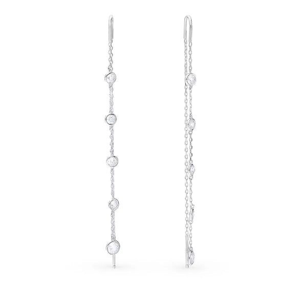 1 Pair White Gold Plated 925 Sterling Silver Zircon Solid Color Ear line