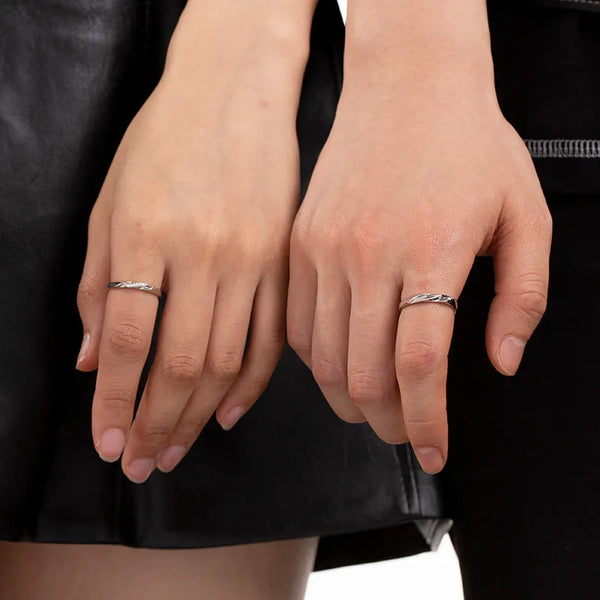 925 Sterling Silver Geometric Pair of rings