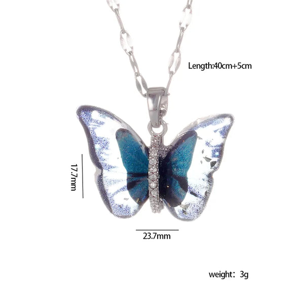 Wholesale Jewelry Princess Glam Lady Butterfly 304 Stainless Steel Copper coffee bean chain Pendant Necklace