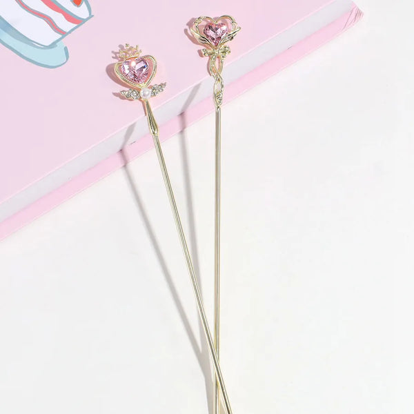 Sweet Heart Shaped Pearl Hairpin Simple Fashionable Girl's Hair Accessories Diamond Decorated Wedding Birthday Party Festival