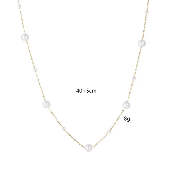 Wholesale Jewelry Elegant Simple Style Commute Round Artificial Pearl Titanium Steel Necklace