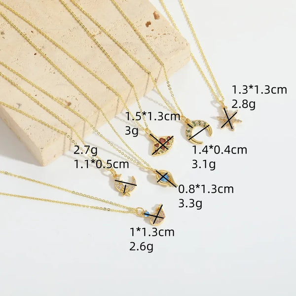 Exquisite Ballet Skirt Pendant Necklace Zircon Crescent Star Hexagram Design Small Dolphin Conch Shape Fashionable Women's Jewelry