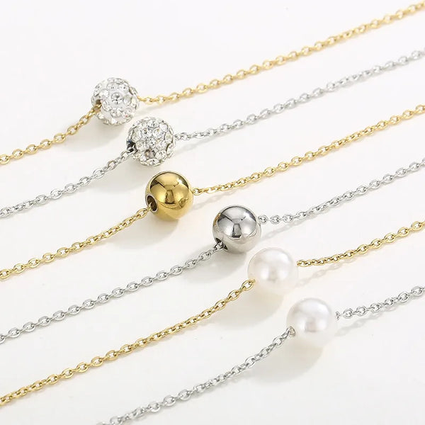 Stainless Steel Titanium Steel 18K Gold Plated Simple Style Plating Round Pendant Necklace