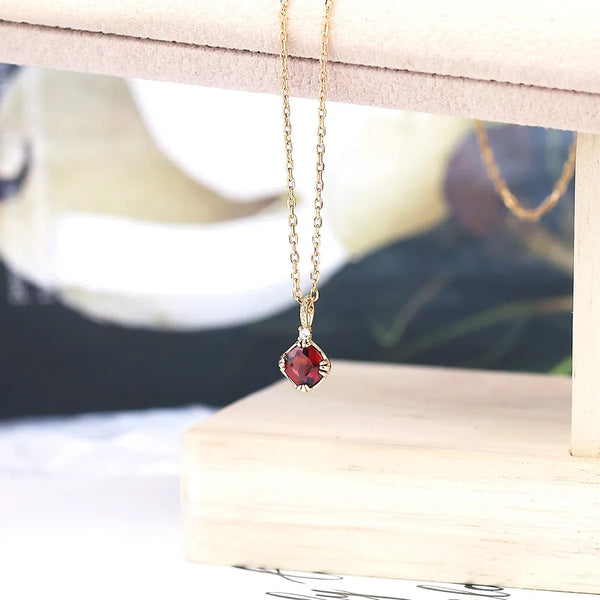 925 Silver Gold Plated Double-Sided Geometric Simple Natural Apatite Necklace Women's Choker Vintage Jewelry