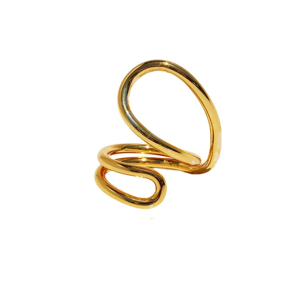 Brass 24K Gold Plated Casual Simple Style Lines Open Rings