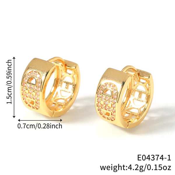Fashionable Geometric Round Copper Earrings Unisex Birthday Gift Cute Style Daily Accessory Ladies Polished Finish Alluring