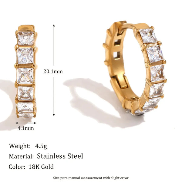 1 Pair Simple Style Circle Plating Inlay 304 Stainless Steel Rhinestones 18K Gold Plated Earrings