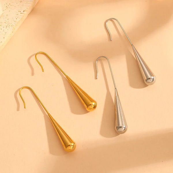 1 Pair Vintage Style Simple Style Water Droplets Solid Color Titanium Steel 18K Gold Plated Ear hook