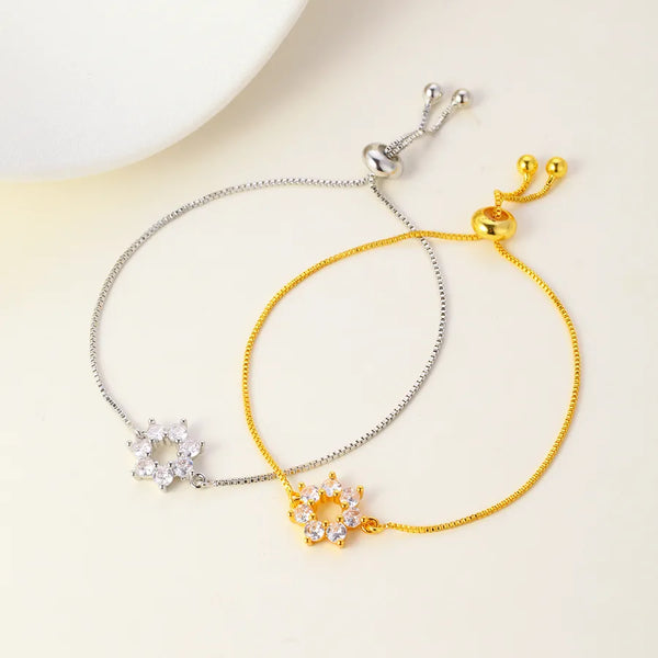 Elegant Seven-Pointed Star Expandable Bracelet Embedded With Zircon Super Shiny Under Sun Copper Crafted Jewelry Accessory