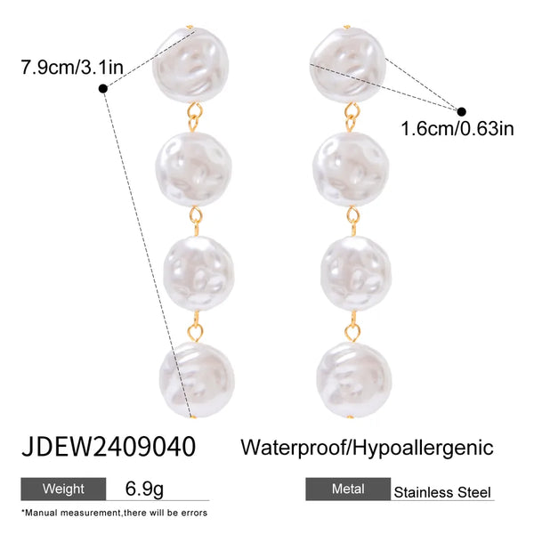 1 Pair Elegant Round Plating 304 Stainless Steel Arylic 18K Gold Plated Drop Earrings