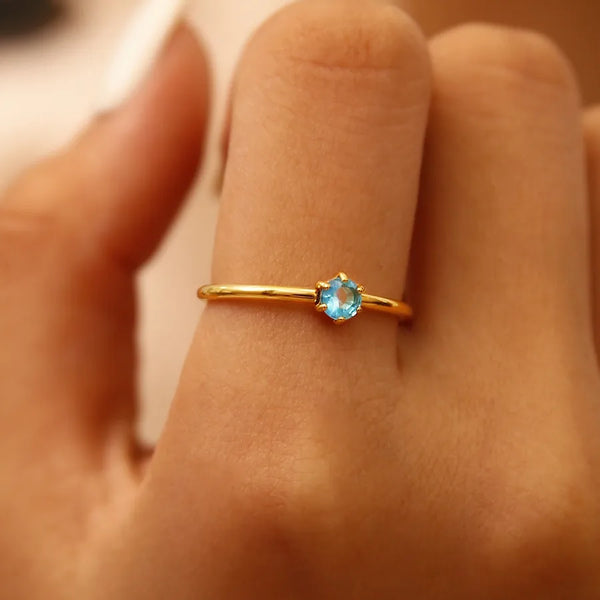 Wholesale Jewelry Elegant Solid Color 304 Stainless Steel Zircon 18K Gold Plated Open Rings