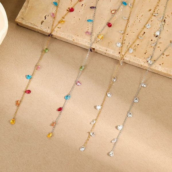 INS Fashion Tassel Y-Chain Stainless Steel Necklace 18K Gold Plated Elegant Titanium Steel Jewelry Direct Sale