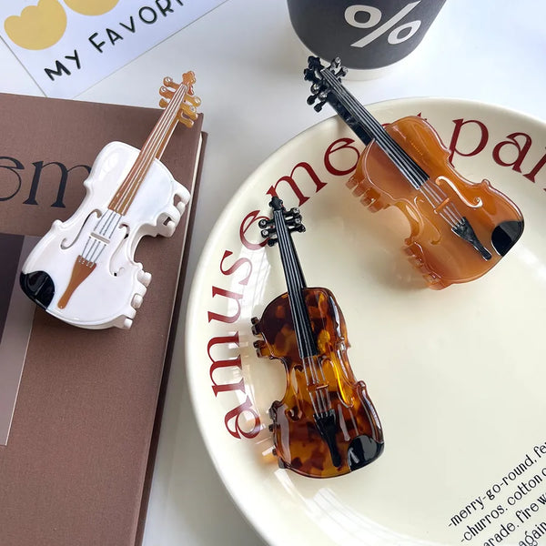 Cute Women's Violin Bass Acetic acid sheets Hair Claws