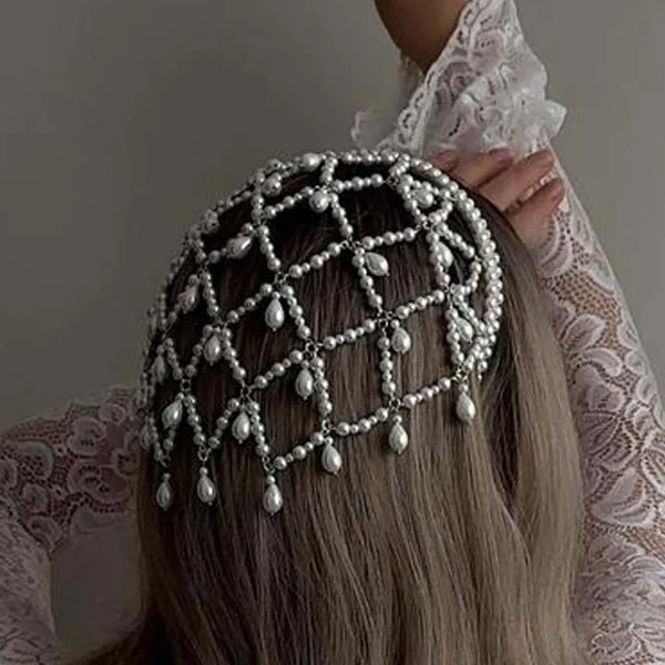 Trendy Pearl Tassel Pendant Hairband Women's Waterdrop Shaped Personalized European Style Hair Accessories