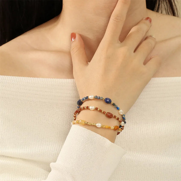 Bohemian Pearl Bracelet Handmade Jewelry Geometric Freshwater Pearl Business Casual Women's Accessory