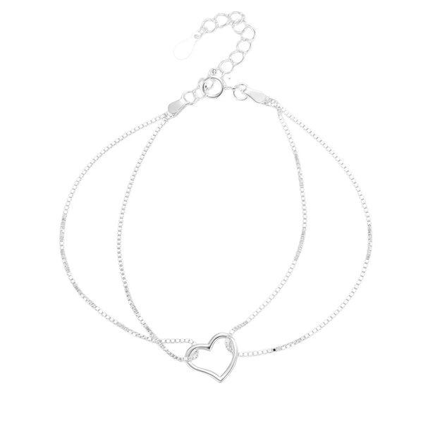 Fashionable Double Layer S925 Sterling Silver Heart Shaped Bracelet Simple Elegant Versatile Accessory For Various Occasions