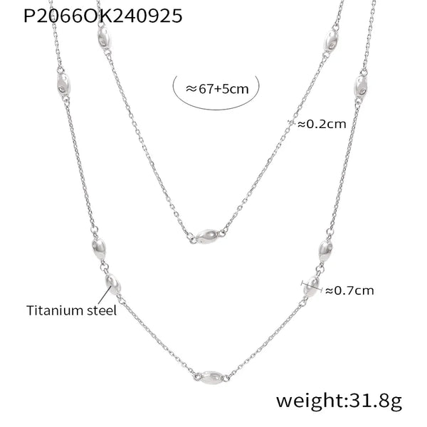 Wholesale Jewelry Elegant Luxurious Vacation Geometric Titanium Steel 18K Gold Plated Double Layer Necklaces