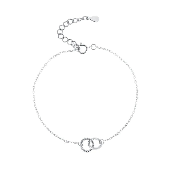 Full Body S925 Sterling Silver Hemp Rope Twisted Round Ring Interlocking Bracelet for Women Fashion Versatile INS Design Adjustable Hand Jewelry