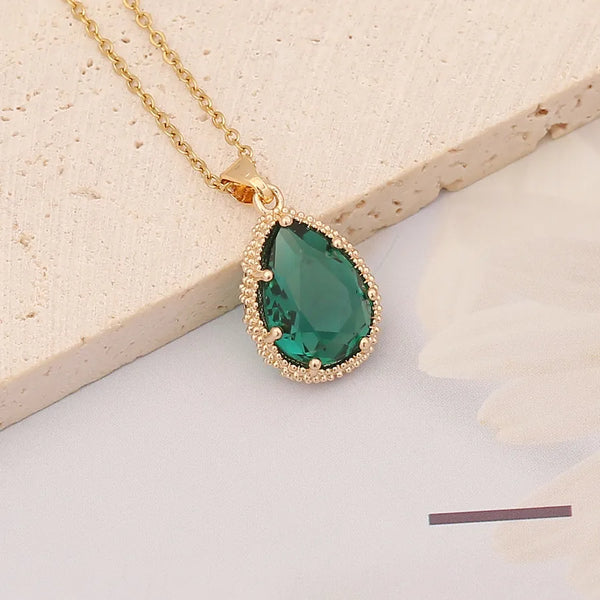 Stainless Steel 18K Gold Plated Fashion Flower Butterfly Zircon Pendant Necklace