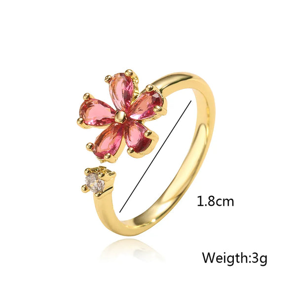 Copper Inlaid Zircon Geometric Zircon Copper Rings