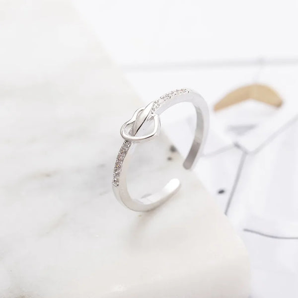 simple style heart shape copper plating open rings