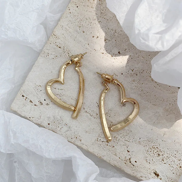 1 pair simple style heart shape plating alloy gold plated ear studs