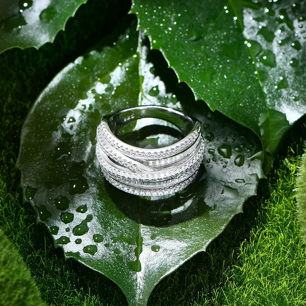 925 Sterling Silver Artificial Gemstones Rings Geometric