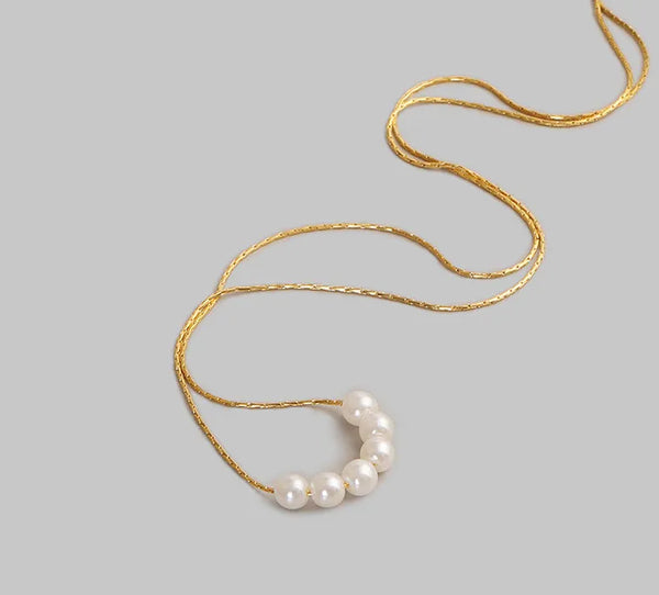 Wholesale Jewelry Heart 304 Stainless Steel Titanium Steel Artificial Pearls 18K Gold Plated Inlaid Gold Pendant Necklace