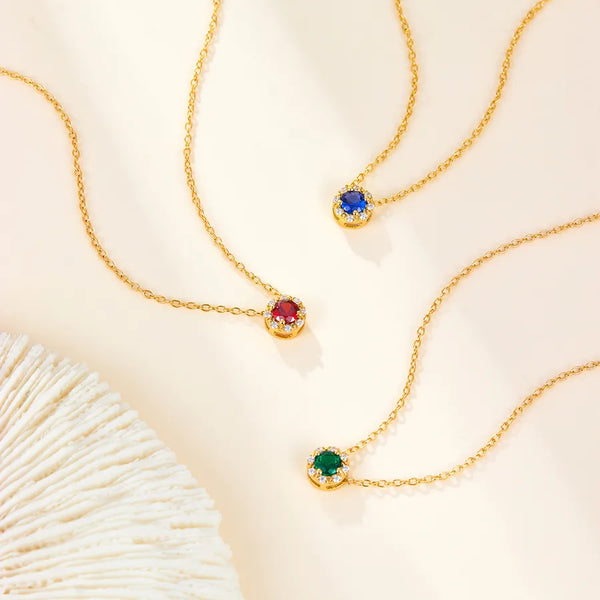925 Sterling Silver Long-Lasting Plated Zircon cable chain Plating Inlay Round Necklace
