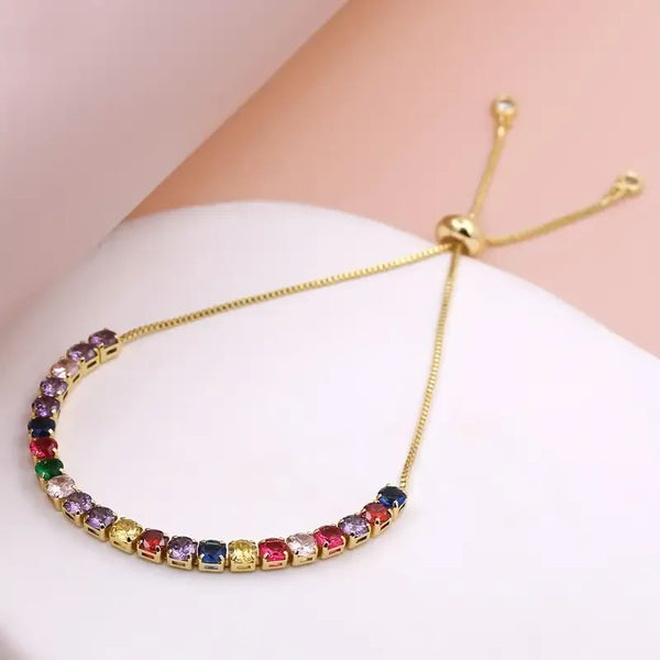 glam shiny square copper 18k gold plated zircon bracelets in bulk